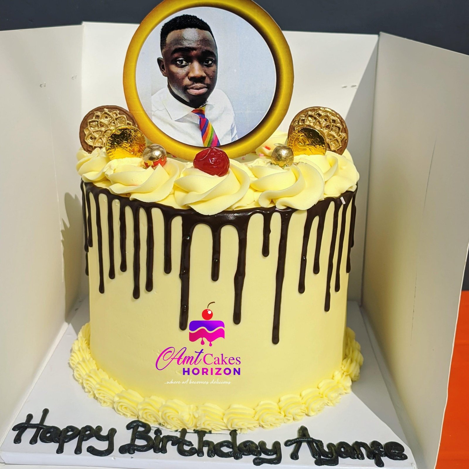 Creamy Chocolate-Dripped Cake